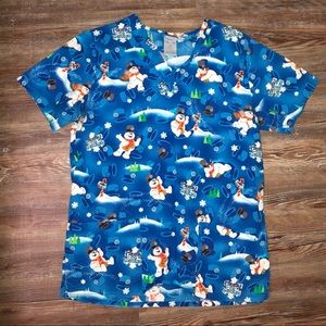 Frosty the snowman scrub top